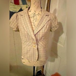 Plaid short sleeve blazer